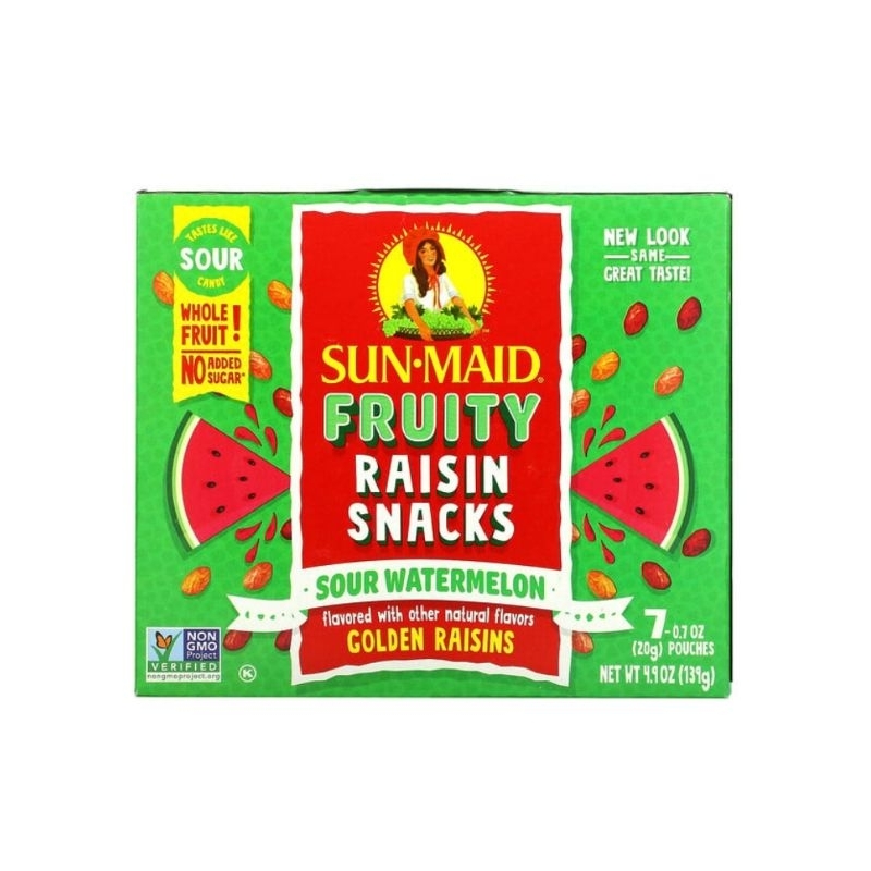 

Sun-Maid Fruity Raisin Snacks Sour Watermelon 7 Pouches 0.7 oz 20 gr Each