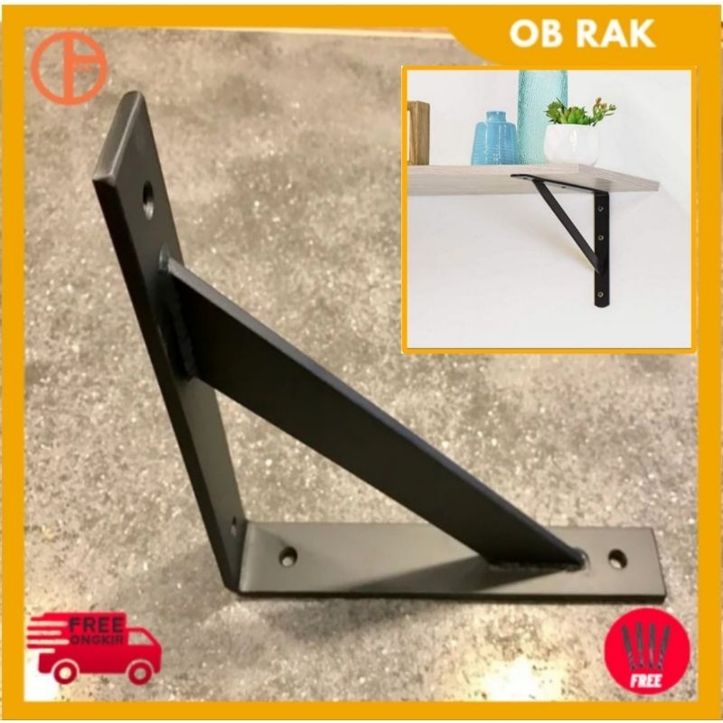 rak dinding besi siku model segitiga  tebal plat 4mm