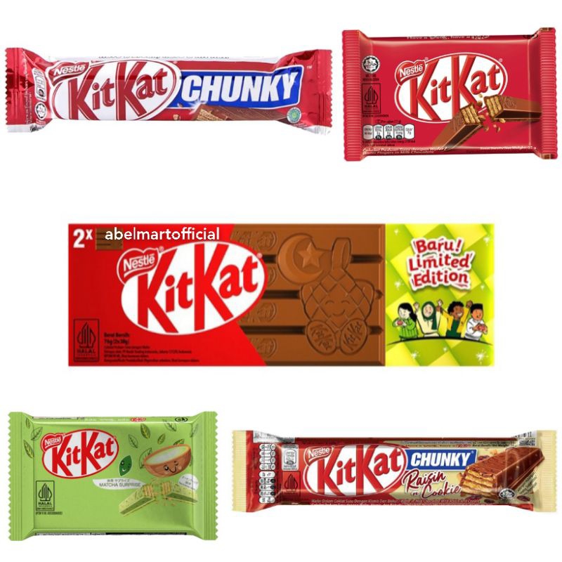 

KITKAT / KIT KAT / COKELAT KITKAT / KITKAT PANDAN / KITKAT MATCHA SURPRISE / KITKAT ORANGE / KITKAT CHUNKY / KITKAT CHUNKY RAISIN COOKIE