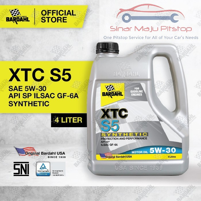 Pelumas Oli Mesin Mobil Bensin TURBO & CITY CAR MODERN - BARDAHL XTC S5 SYNTHETIC 5W-30 Galon 4 Lite