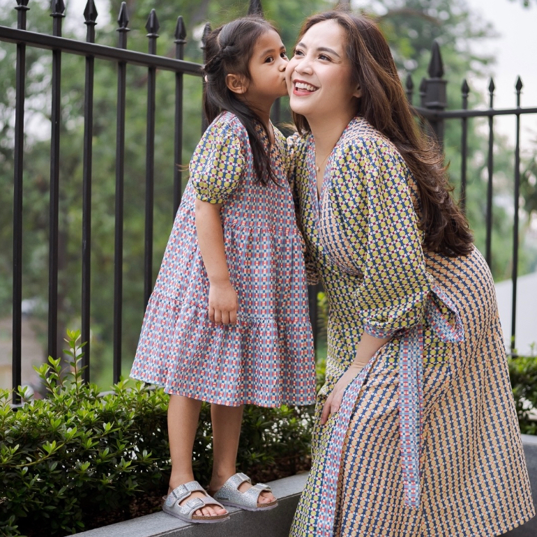 MylkxNasl Wrapdress Pink Blue Mix Navy Yellow