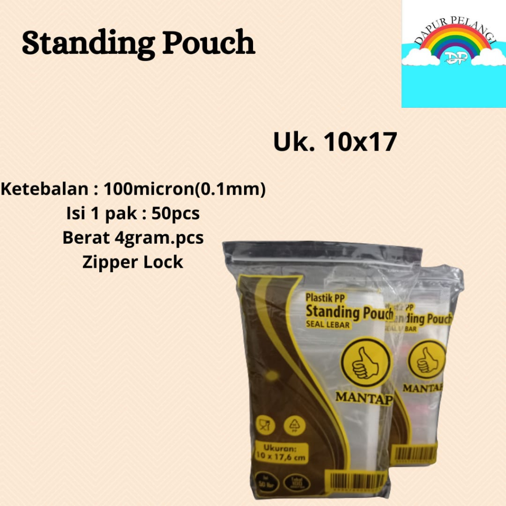 Standing Pouch/Plastik Berdiri/Standing Pouch Mantap 10x17,6cm