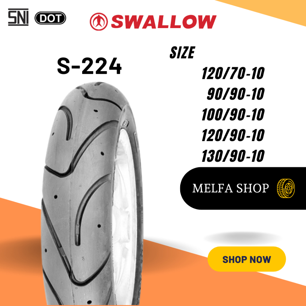 Ban Luar Motor Swallow Original S-224 TBLS Ring 10 Ukuran 120/70 90/90 100/90 120/90 130/90