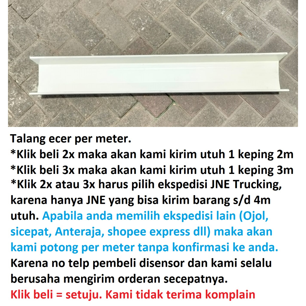 Aksesoris talang atap air Alderon putih : talang per meter / saringan per meter / pipa per meter