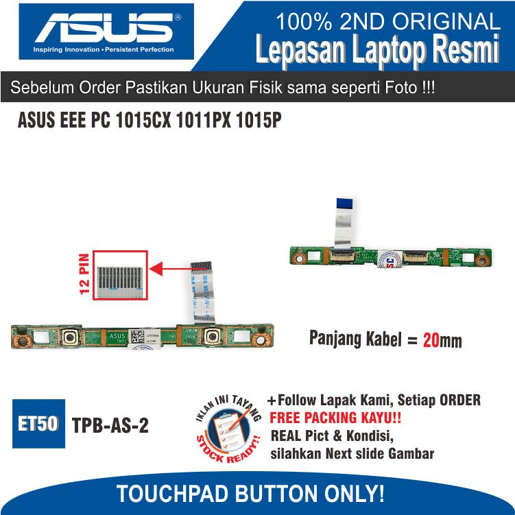 ET50 TPB-AS-2 Touchpad button Board Tombol mouse saklar Laptop ASUS EEE PC 1015CX 1011PX 1015P TP BO