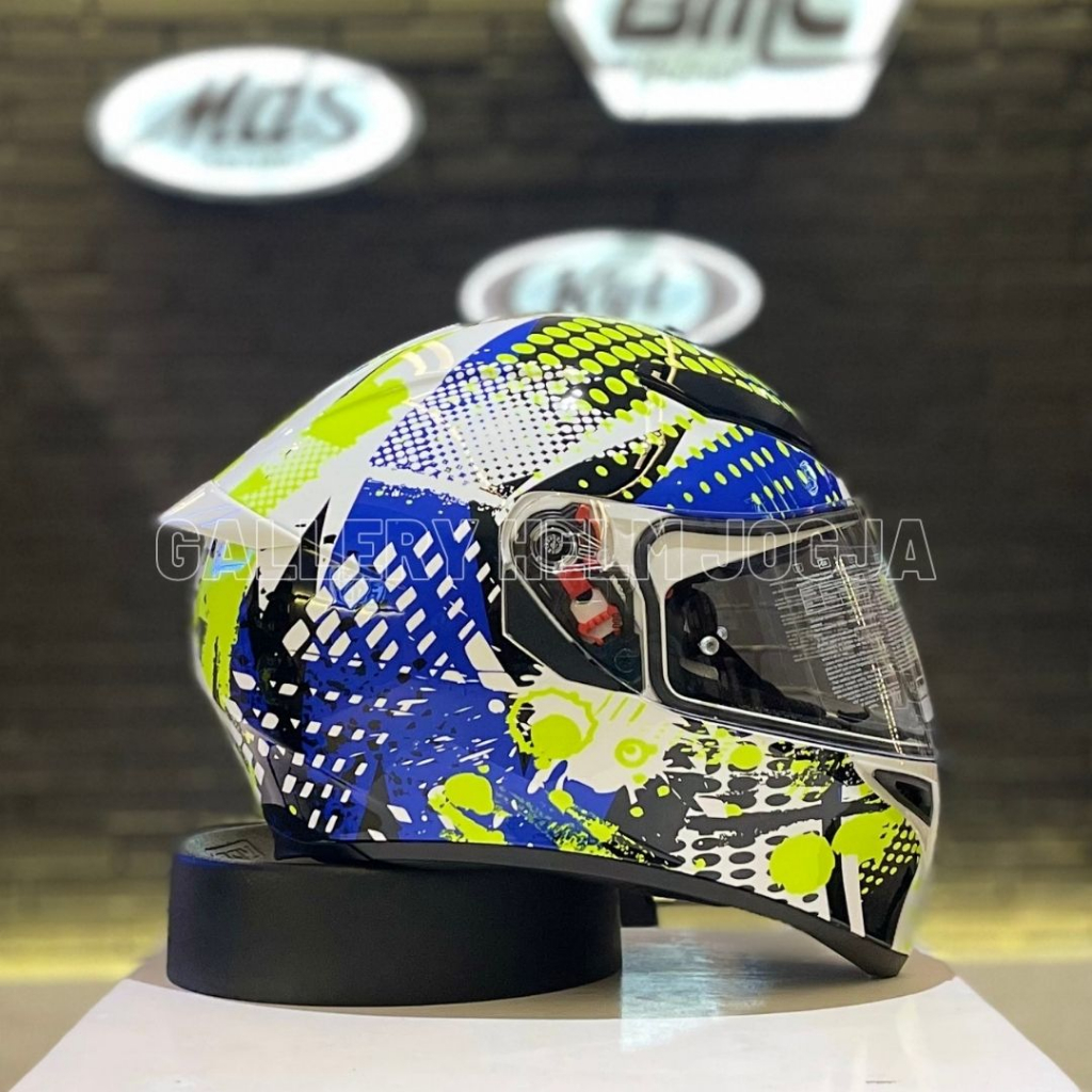 AGV K3 SV Multi Pop White Blue Lime / AGV K3SV / HELM FULL FACE / ORIGINAL 100% / AGV ORIGINAL