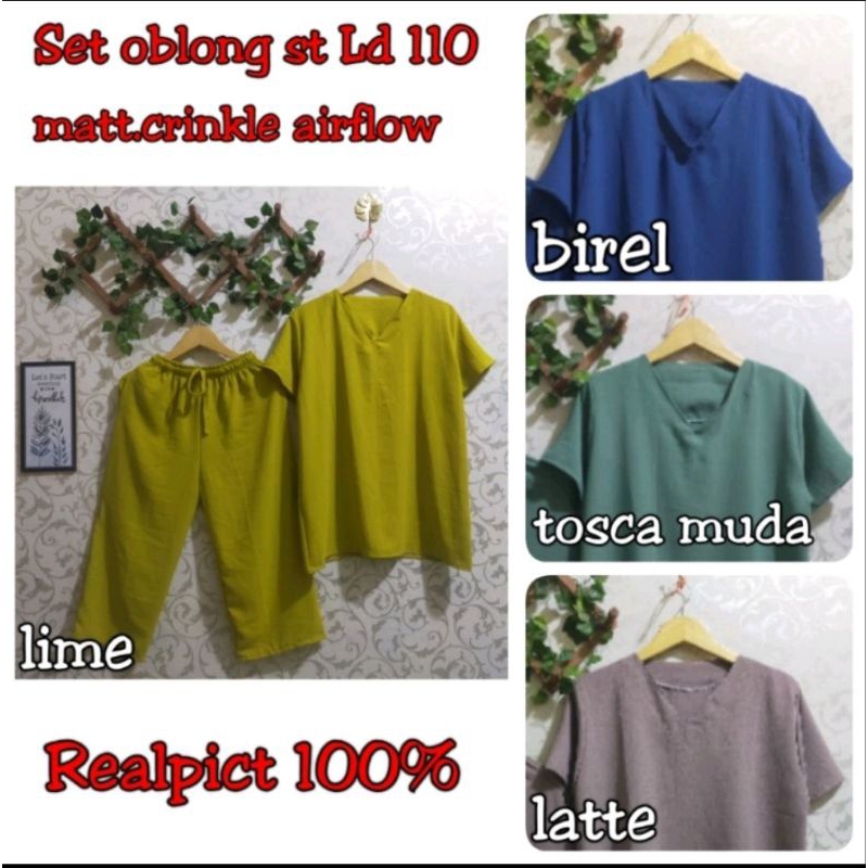Ld 110 setcel cp crinkle airflow/setelan crinkle pendek/oneset pendek/setelan wanita
