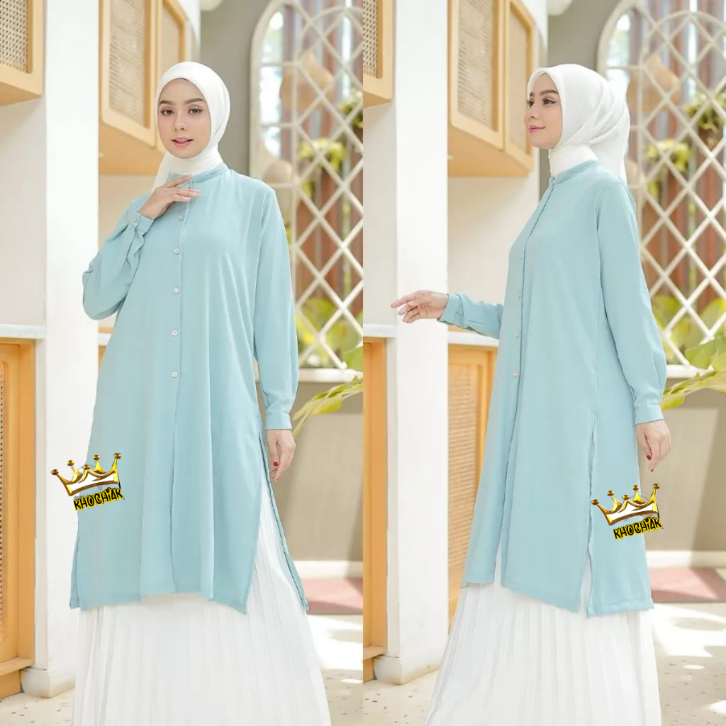 Tonic Rayon ALIKA LONG TUNIC Crinkle panjang polos Nyaman Dipakai Bisa COD