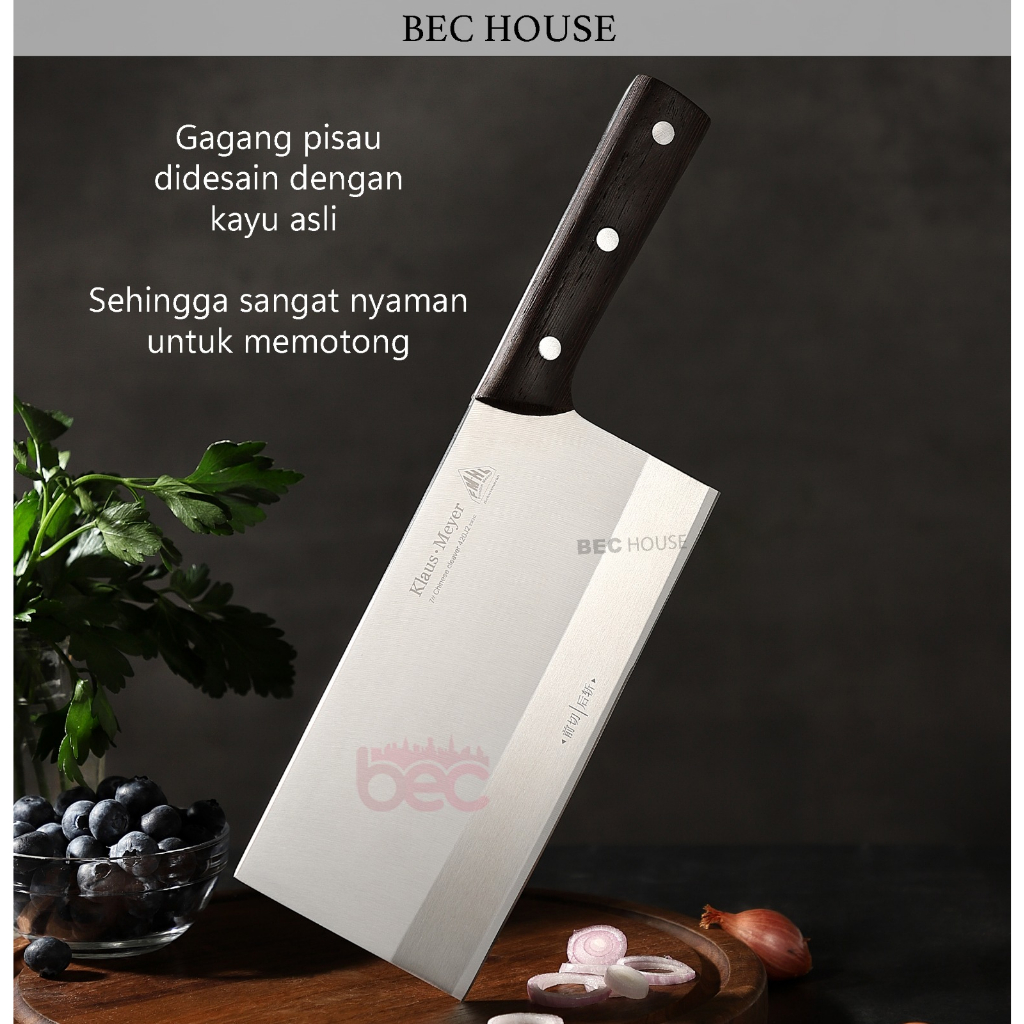 [Free-BatuAsah] Pisau Dapur Jerman Stainless Steel Multifungsi Gagang Kayu Super Tajam Chef Knife High Quality [Klaus-Meyer]