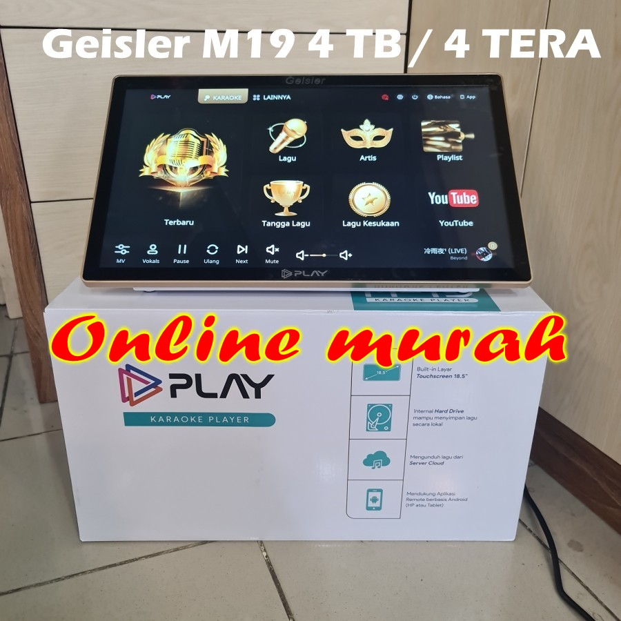 MK31 mesin lagu karaoke GEISLER PLAY M19 hdd 4 tb asli + smart youtube