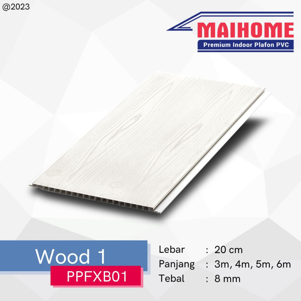 Plafon PVC Minimalis Motif Wood 1 Merk Maihome Wood 10 Ukuran 400cm x 20cm