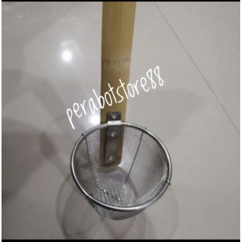 saringan mie ayam stainless gagang panjang/saringan mie kocok