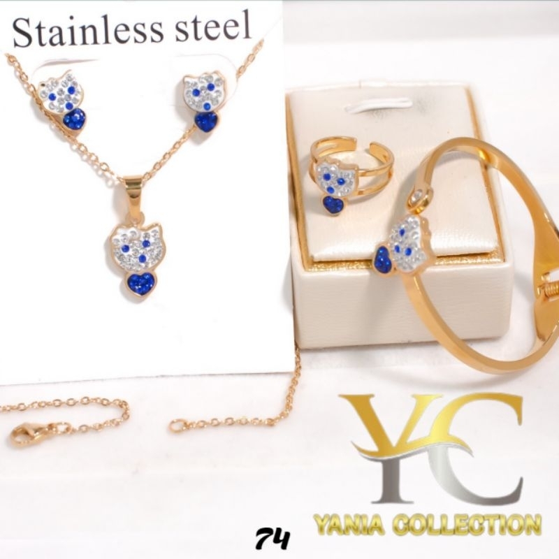 PERHIASAN ANAK KARAKTER 1 SET BERLAPIS EMAS 18K ANTI KARAT