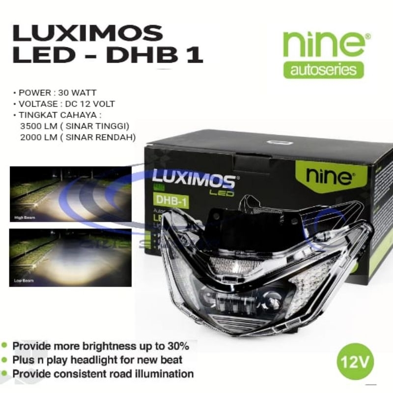 Neo LAMPU HEADLAMP MOTOR BEAT DHB-1 LUXIMOS NINE HI LOW LAMPU UTAMA MOTOR BEAT DELUXE STREET