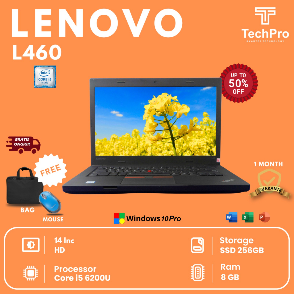 Orignal Laptop Lenovo L460 i5 (Ram 8GB  128 GB SSD) Disply 14" Murah Baru Laptop Gaming Tipis dan Ri