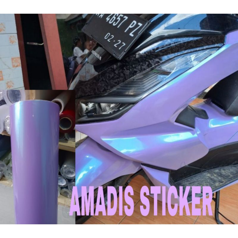 Stiker slotlet ungu lilac lembayung biru scotlite motor magic candy sticker lilac metalik premium