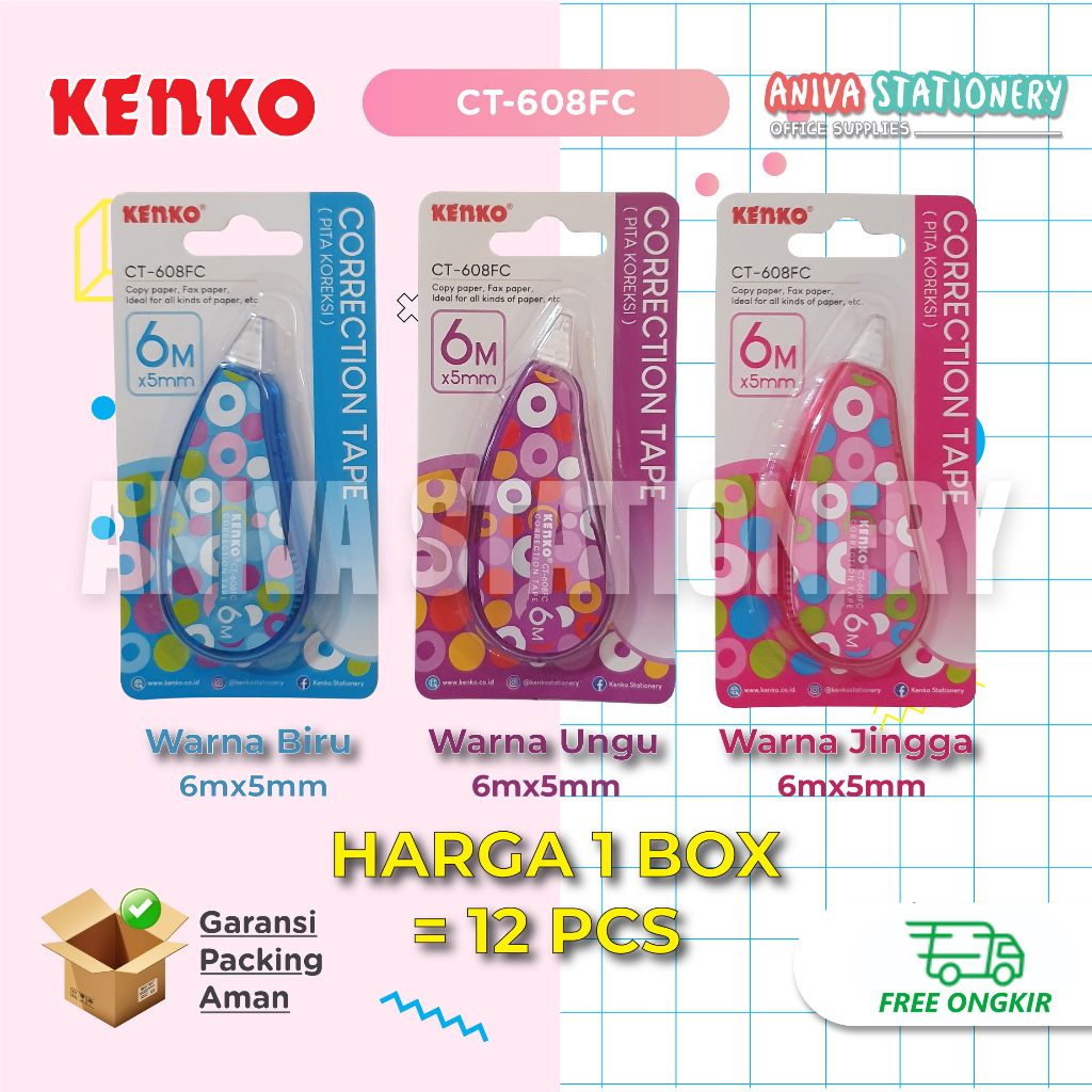 

KENKO CT-608FC CORRECTION TAPE 5mm x 6M LUCU UNIK FANCY POLKADOT