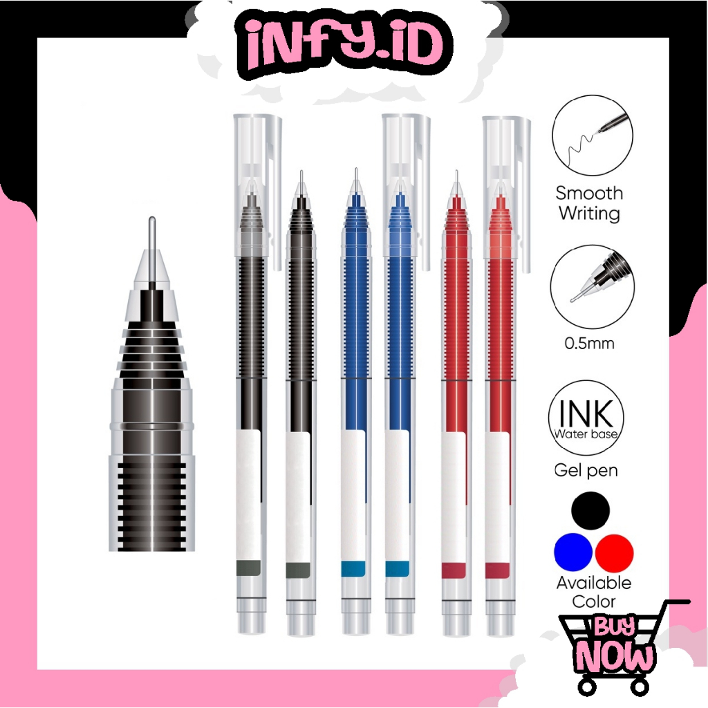 

INFY - Roller Pen Gel 0.5mm Penca Cair Cepat Kering Biru Hitam Merah S083