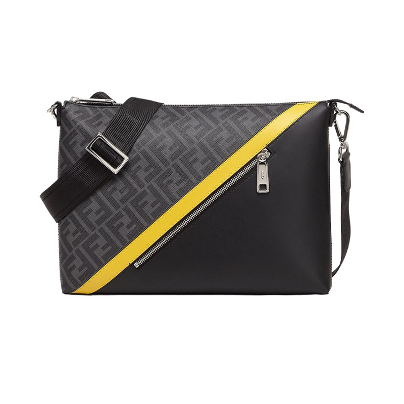 TAS SELEMPANG BRANDED PRIA ORIGINAL - Fendi Messenger Logo Print FF Fabric