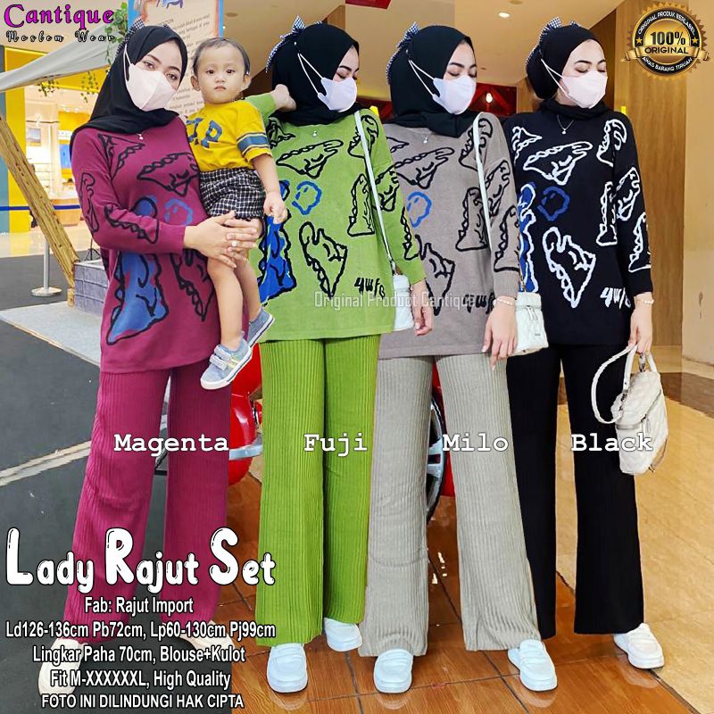 handayanishop26 || LADY RAJUT SET ORIGINAL BY CANTIQUE LD 126 - 136 cm SETELAN RAJUT JUMBO SETELAN C