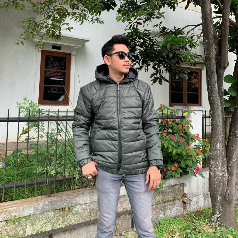 JAKET PUFFER/JAKET KEMBUNG BULU ANGSA PREMIUM/JAKET GUNUNG(PRIA&WANITA) WARNA HIJAU ARMY
