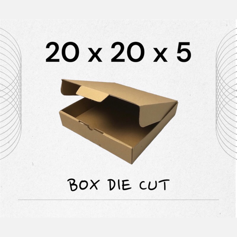 

BOX DIE CUT 20 x 20 x 5 / BOX KARDUS E-FLUTE / 15 PCS