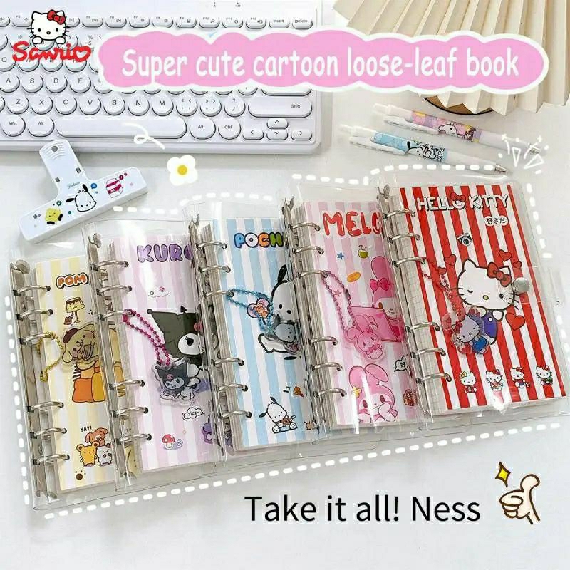 

MYUME.STORE || Buku binder A6 100 Halaman A6 Sanrio Notebook Set 6 Lubang Lepas DIY Diary Menulis Notepad Tulisan Tangan Lucu Perlengkapan Kantor