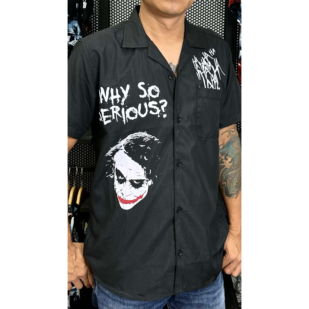 Kemeja Pria Printed Shirt Kekinian Motif Distro Lengan Pendek Warna Hitam