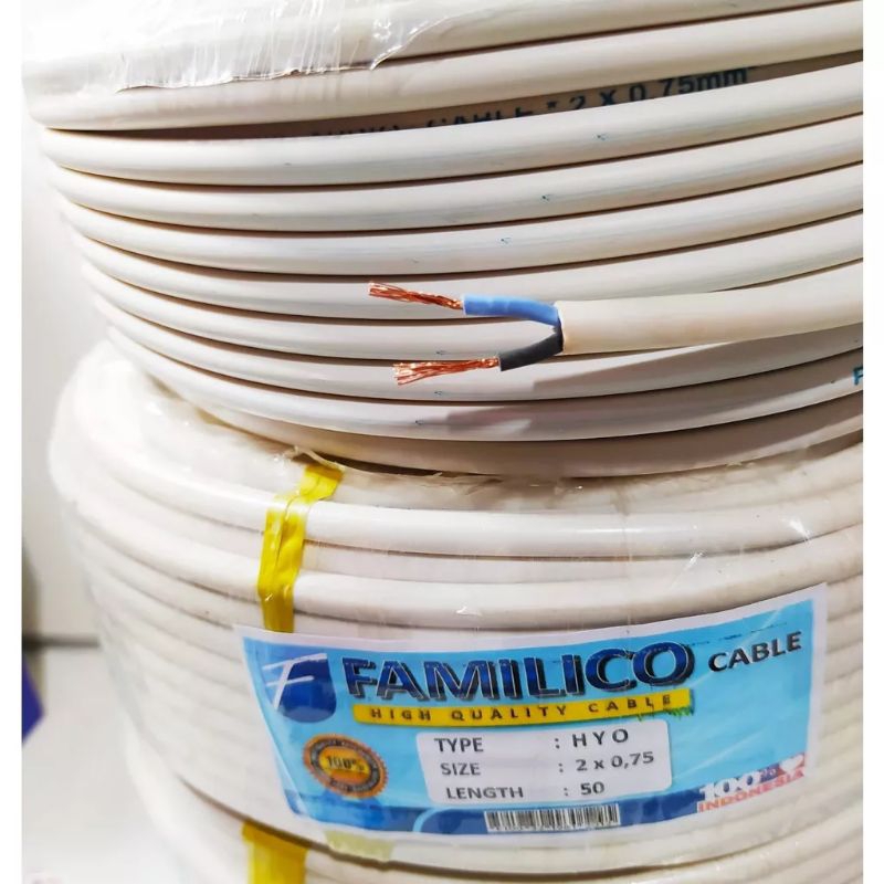 ⭐AJ⭐ KABEL SERABUT HYO 2X0,75 / KABEL LISTRIK SERABUT HYO 2X0,75  1 ROL 50 YARD / Kabel Listrik Tung