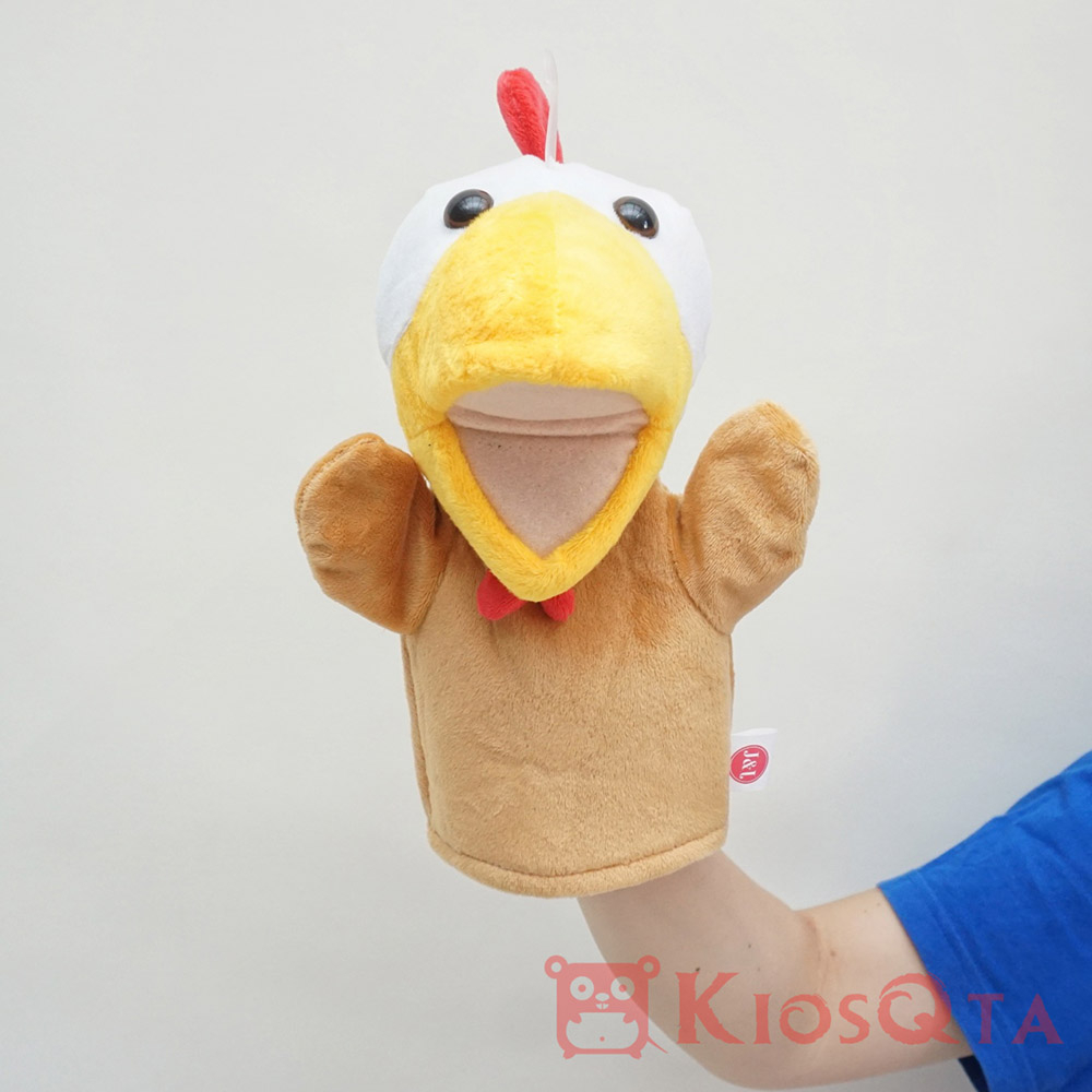 boneka tangan ayam mulut buka tutup