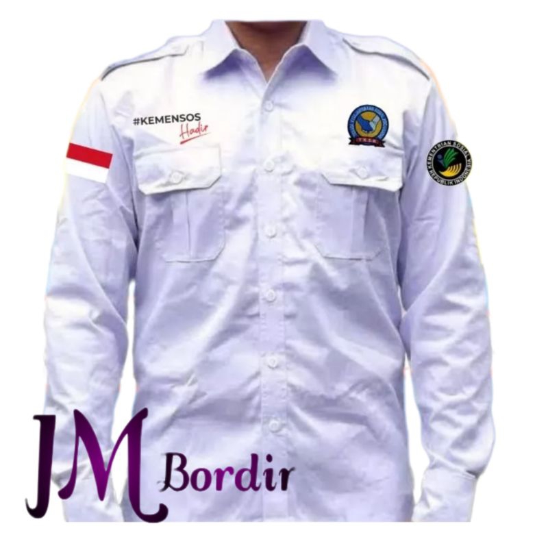 KEMEJA KEMENSOS HADIR BORDIR || KEMEJA TKSK BORDIR || KEMEJA KEMENSOS BORDIR