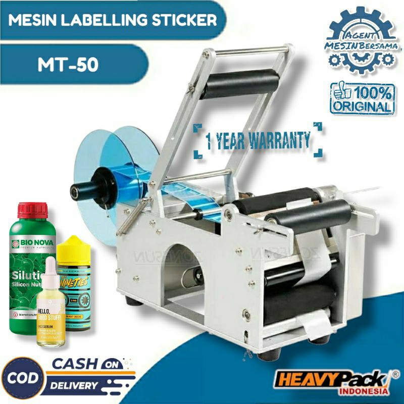 

Mesin Labelling Sticker Botol MT-50 Mesin Tempel Sticker Label Kemasan Produk Botol Bulat Heavypack