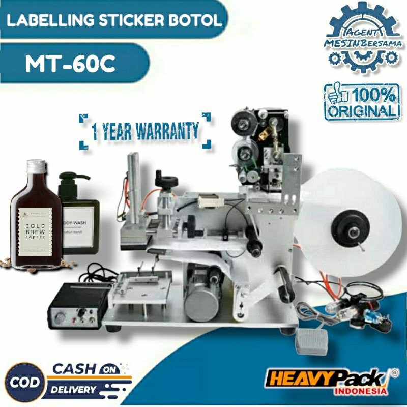Mesin Labelling Sticker Botol MT-60C Mesin Tempel Sticker Label Kemasan Produk Botol Flat Heavypack