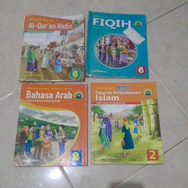 buku Al-Qur'an Hadis,FiQih kelas 6 dan bahasa arab kelas 2 &amp; sejarah kebudayaan islam (ski) kelas 4 madrasah ibtidaiyah(MI) kurikulum kma 2019 penerbit yudistira