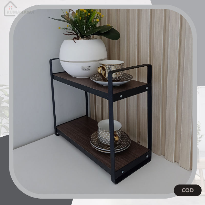 Rak Kayu Serbaguna Bahan Besi Kayu Susun Model Rak Kosmetik Buku Make Up Rak Gantung Multifungsi Min