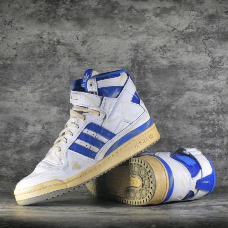 SEPATU SNEAKERS VINTAGE BASKET ADIDAS FORUM 84 HIGH AEC WHITE BLUE