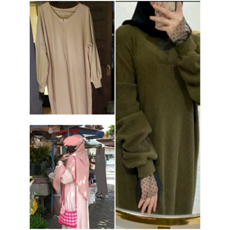 PRELOVED Abaya UNIQLO mix manset Tile by Syakha Heejab