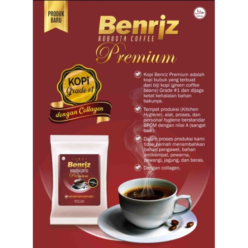 

Benriz Robusta Coffee Premium 100% kopi asli dengan Collagen