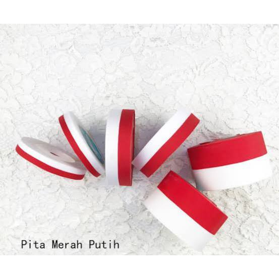 Pita MERAH PUTIH 1/2&quot; 1&quot; / Pita Kain Bendera HUT RI