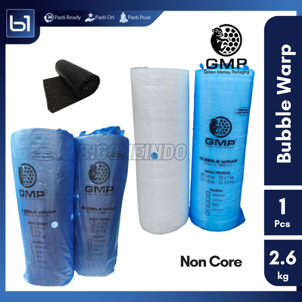 

Plastik Packing Gelembung GMP 2.6kg, Bubble Warp Plastik Roll 125cm x 50m
