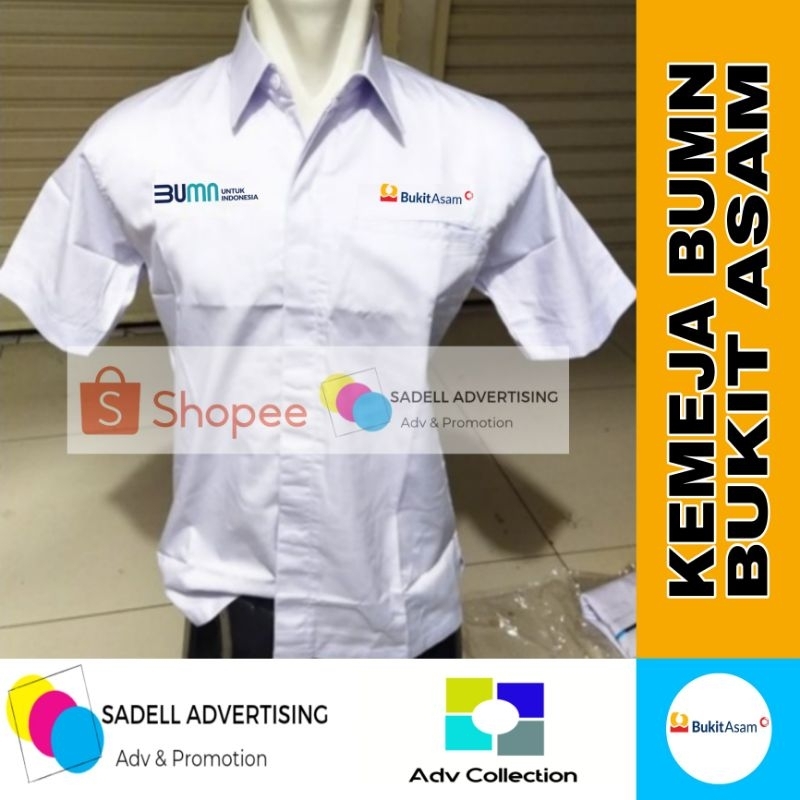 Kemeja Bukit Asam BUMN Seragam PT Bukit Asam BUMN Putih Lengan Pendek Pria Bordir