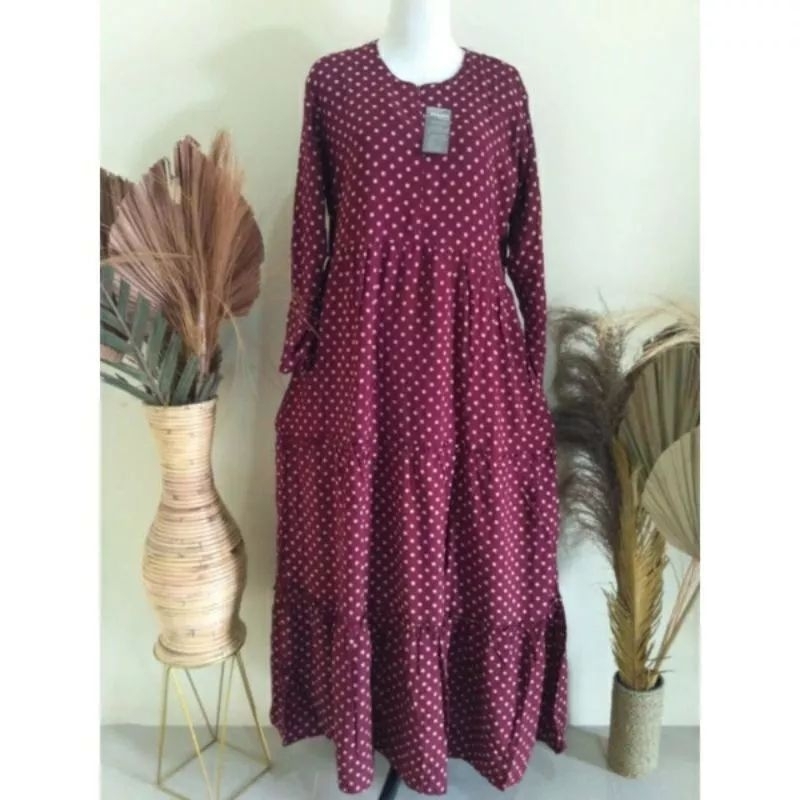 Gamis Polkadot Busui Remaja  bahan rayon Premium Dress Polkadot