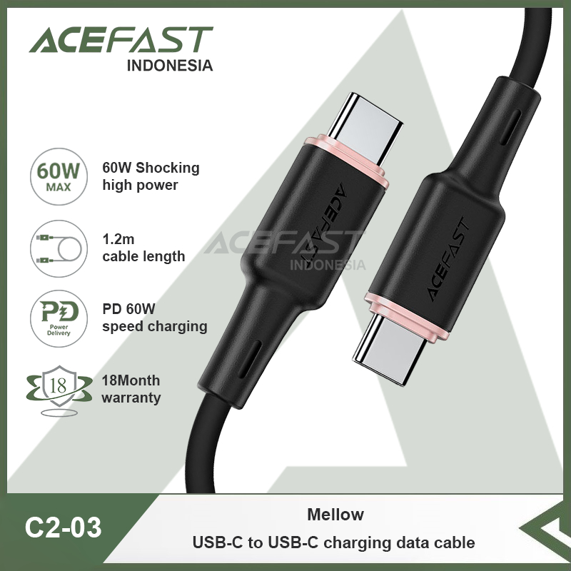 Acefast Indonesia - Kabel Charger PD ACEFAST Mellow C2-03 USB-C To USB-C Data Cable