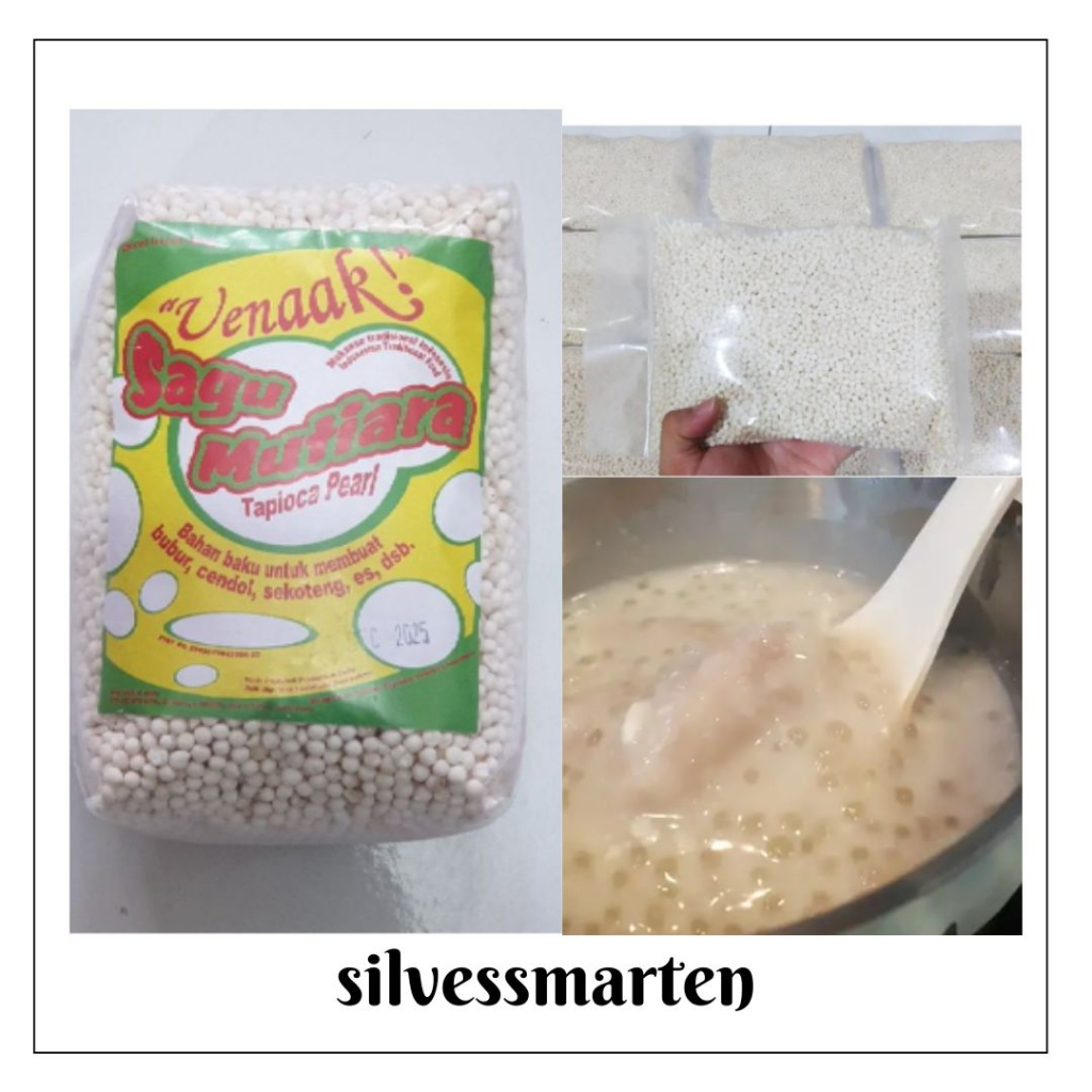 

silvessmarten⚡Sagu Mutiara PUTIH POLOS 500 gram / sagu mutiara putih topping minuman makanan dessert murah