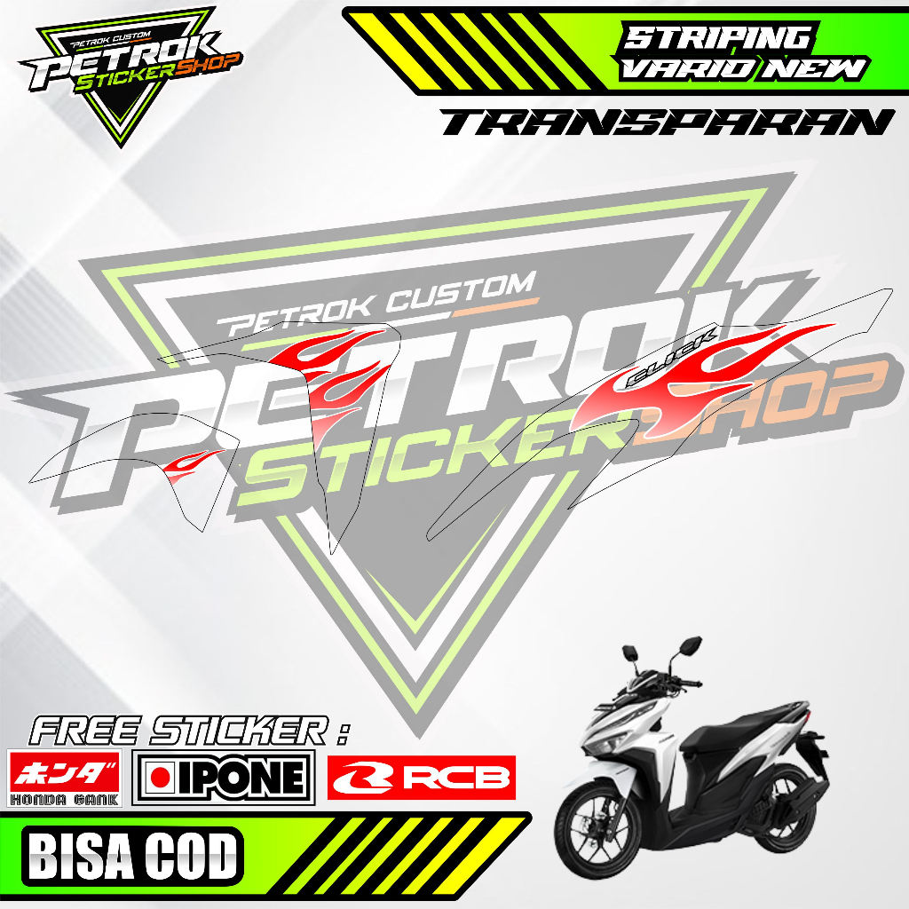 STRIPING VARIASI HONDA VARIO 2021 UV TRANSPARAN / STIKER MOTOR HONDA VARIO 2021