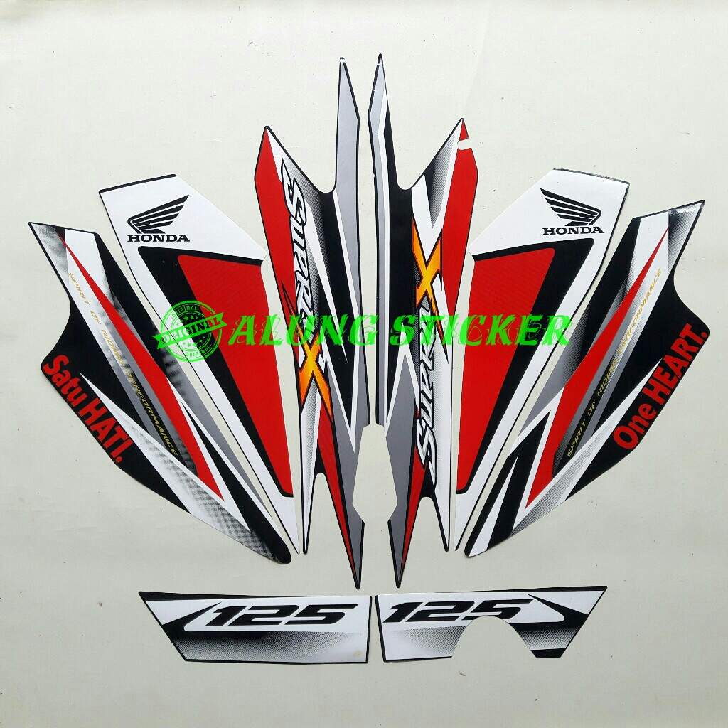 STIKER STRIPING LIS BODY MOTOR SUPRA X 125 2013 STD MERAH FULL SET