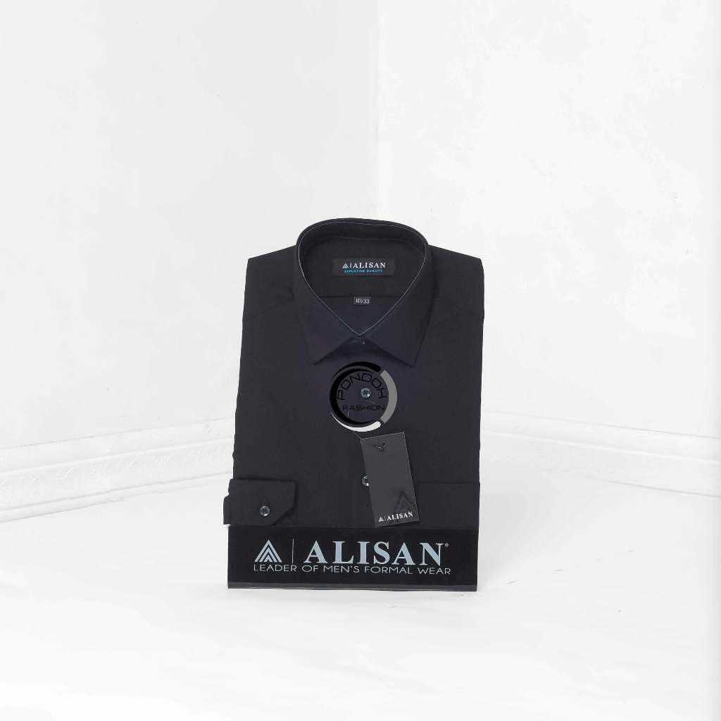 Kemeja Alisan Lengan Pendek | Polos | Hitam | Reguler Original  Kemeja Alisan 100% Original