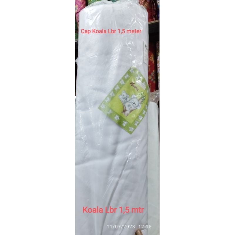 kain kafan / mori putih cap koala lbr 1,5 mtr,  harga/1 meter