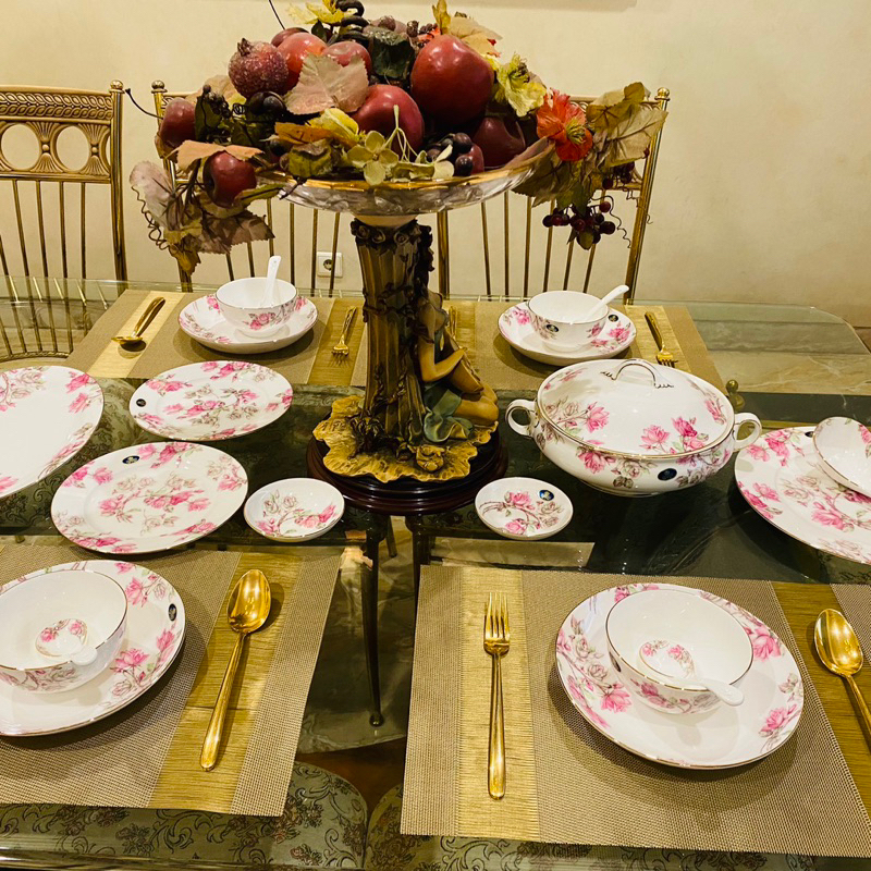 Dinner Set Aynsley England Elizabeth Rose 20 Pcs Mewah Cantik