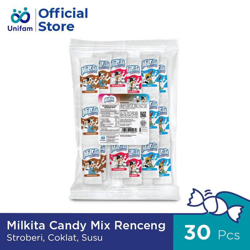 

Milkita Permen Susu Mix Renceng - Milk Candy 1 Bag (Isi 30Pcs) @2.5 Gram